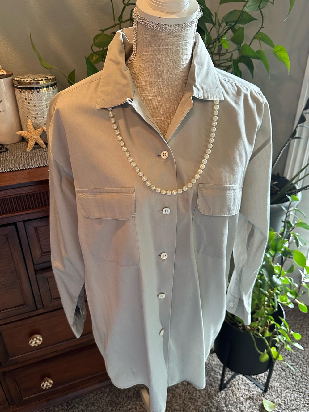 GAP Women's Light Gray Button-Down Shirt